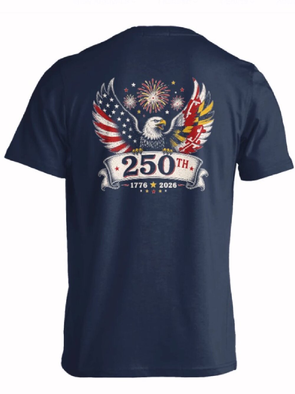 USA 250th 1776-2026 Eagle and Fireworks Patriotic Short Sleeve  - NEW Fast Ship